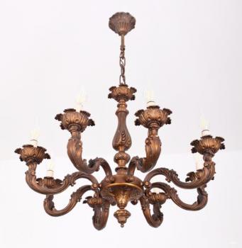 Starožitný lustr s florálním zdobením 8 žárovek Starožitný lustr s florálním zdobením 8 žárovek