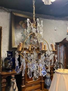 Mosazný lustr se skleněnými ověsky 2 Mosazný lustr se skleněnými ověsky 2