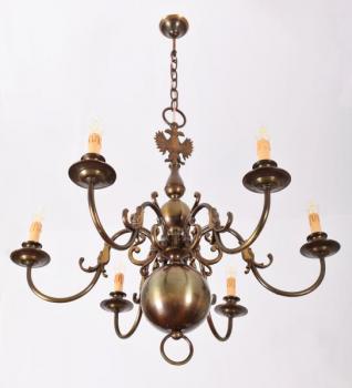 Šestiramenný vlámský lustr s rybami. Funkční Šestiramenný vlámský lustr s rybami. Funkční