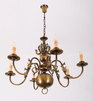 Starožitný lustr s rybami a mořskými pannami Starožitný lustr s rybami a mořskými pannami