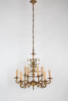 Starožitný mosazný lustr 10 žárovek. Zrestaurovaný Starožitný mosazný lustr 10 žárovek. Zrestaurovaný