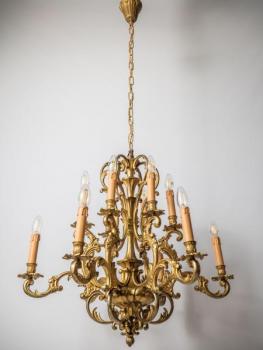 Velký bronzový lustr z dílen Maison Lucien Gau Velký bronzový lustr z dílen Maison Lucien Gau