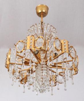 Nádherný šestiramenný lustr, broušený křišťál Nádherný šestiramenný lustr, broušený křišťál